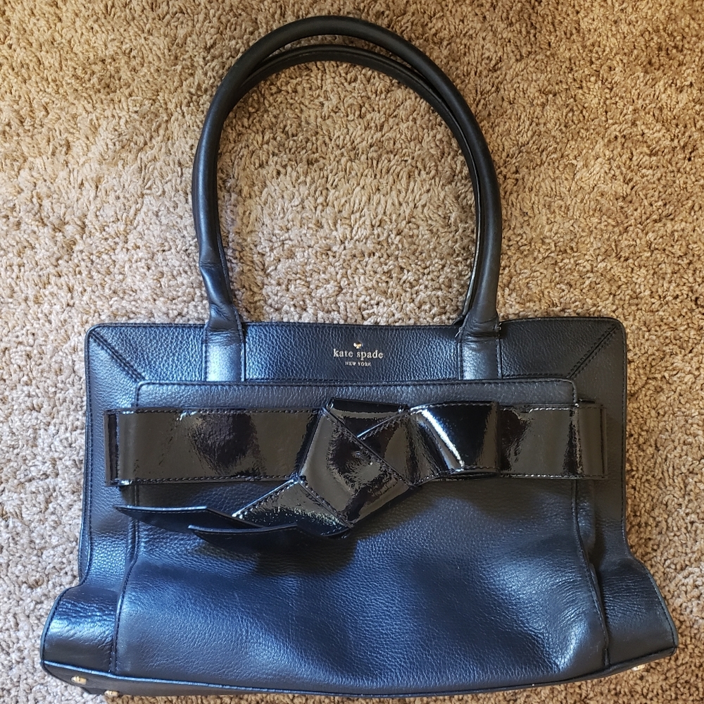Black Kate Spade Leather Bow Tote